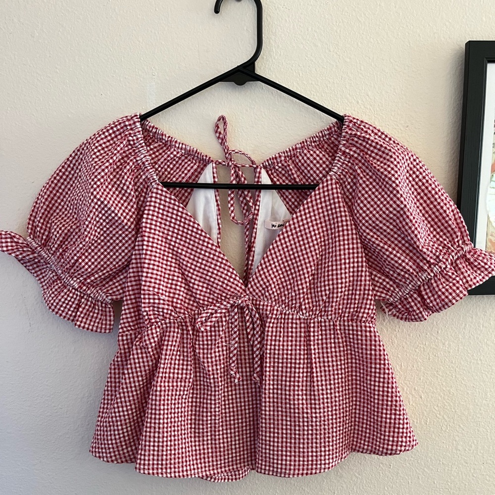 Dia Gingham Puff Sleeve Blouse